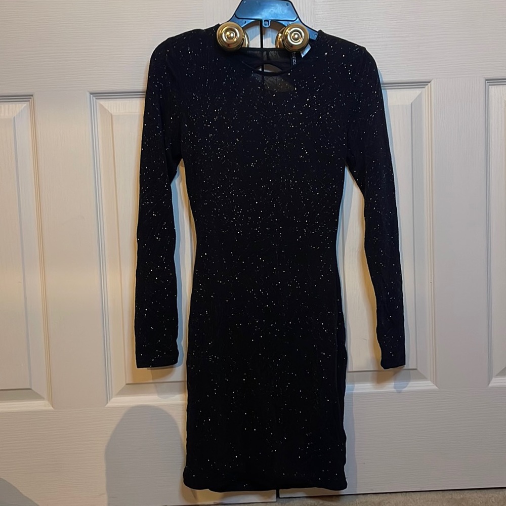 Black glitter mini dress